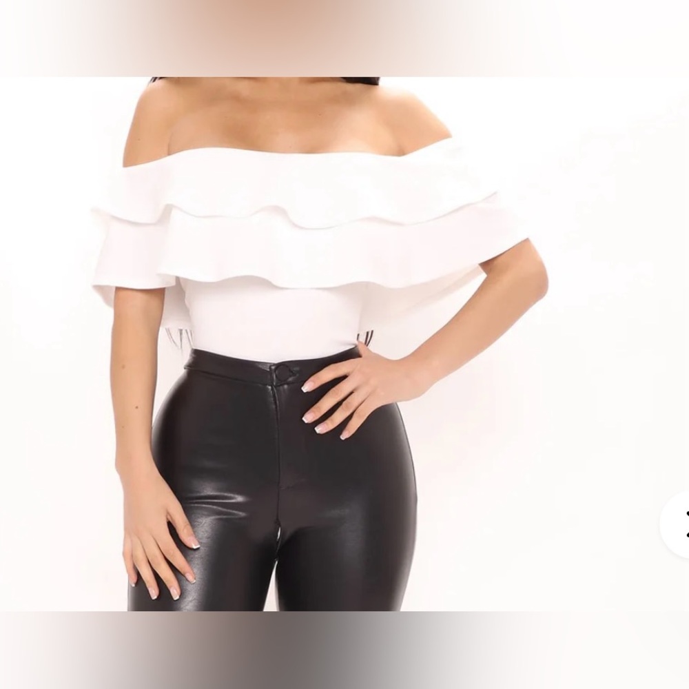 White Ruffle Bodysuit - Picture 3 of 6